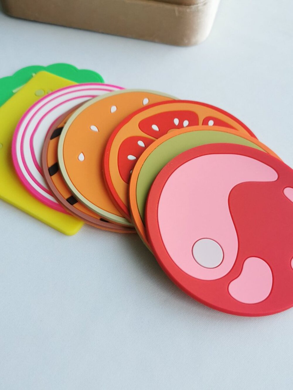 Burger rubber coaster set of 8